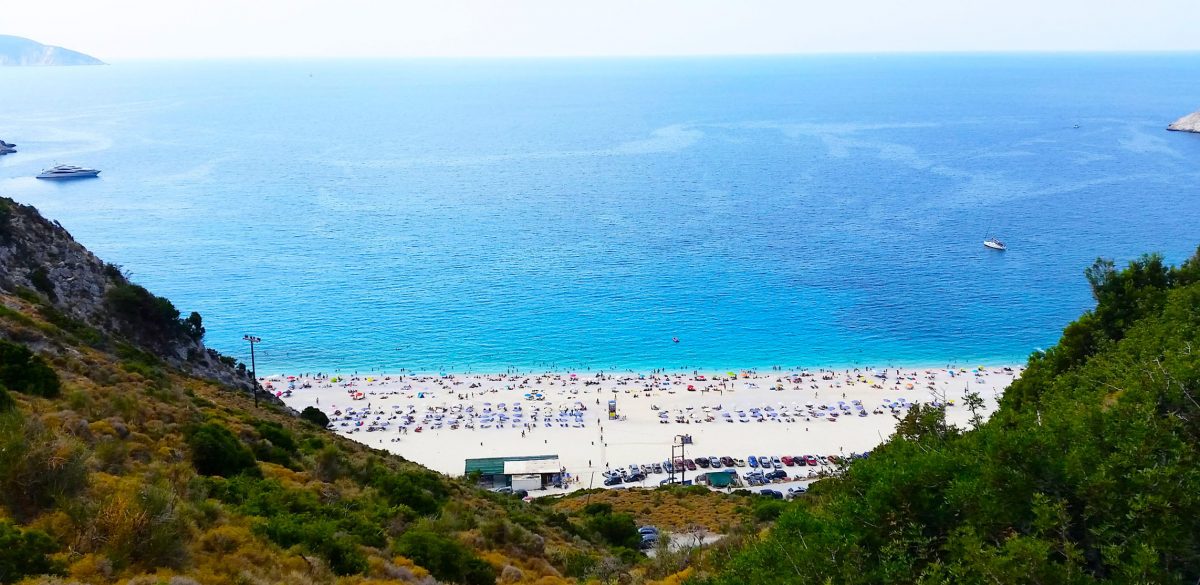 Plage de Myrtos à Céphalonie, Kefalonia, Grèce