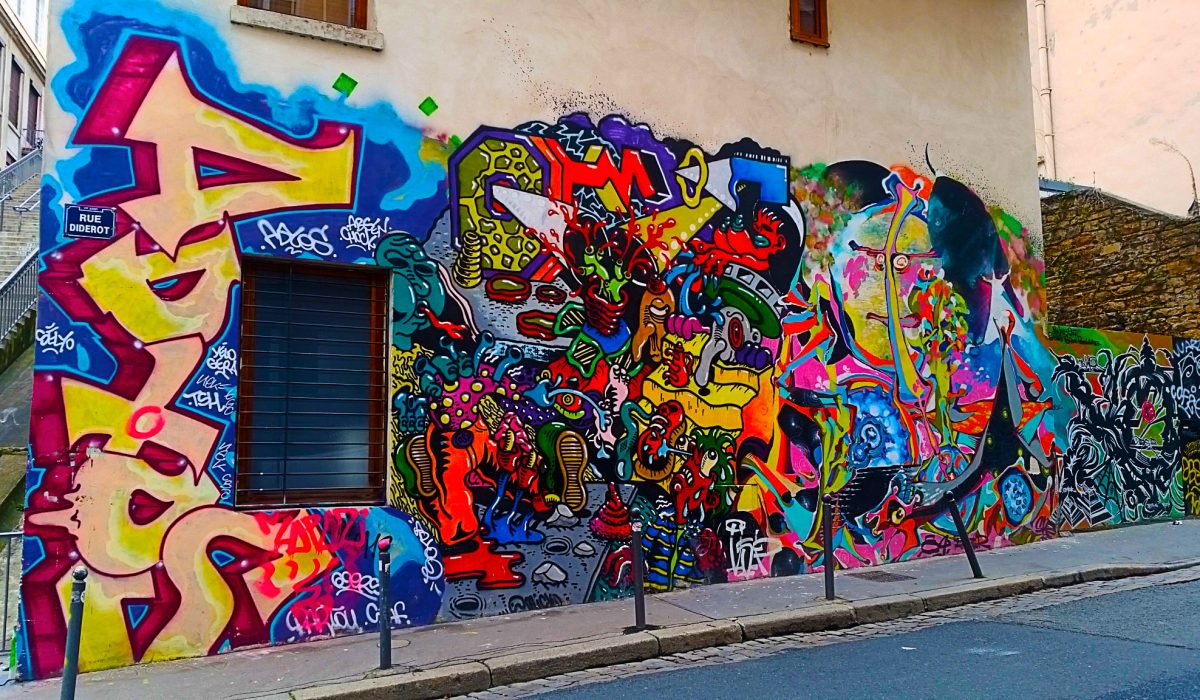 Street art sur les pentes de la Croix Rousse, Lyon
